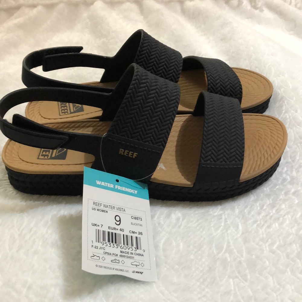 Reef Water Vista Women’s Sandals 9 Black New NWT Espadrilles comfort walking
